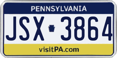 PA license plate JSX3864
