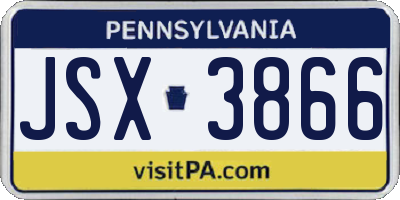 PA license plate JSX3866