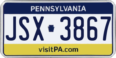 PA license plate JSX3867