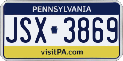 PA license plate JSX3869