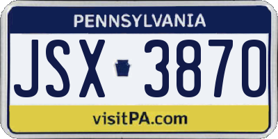 PA license plate JSX3870
