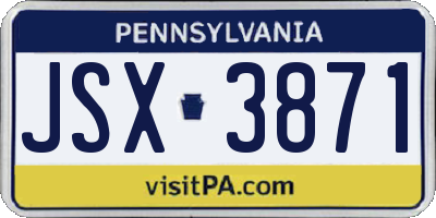 PA license plate JSX3871