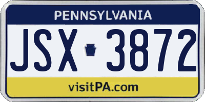 PA license plate JSX3872