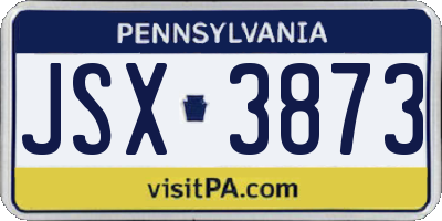 PA license plate JSX3873