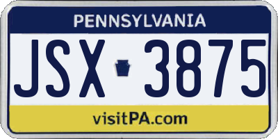 PA license plate JSX3875