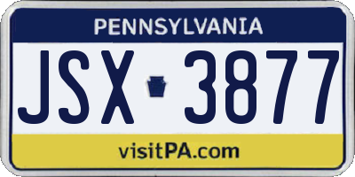 PA license plate JSX3877