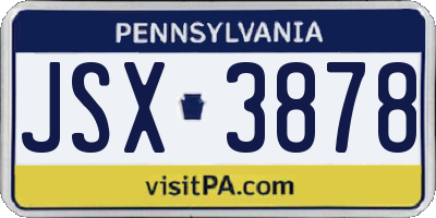 PA license plate JSX3878