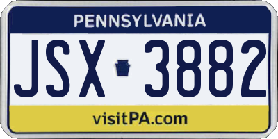 PA license plate JSX3882