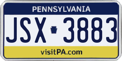 PA license plate JSX3883