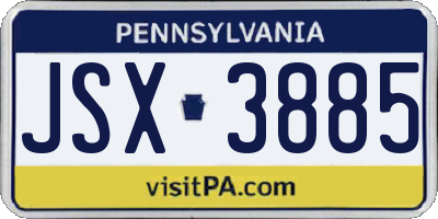 PA license plate JSX3885