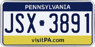 PA license plate JSX3891