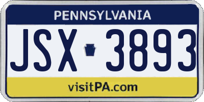 PA license plate JSX3893