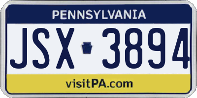 PA license plate JSX3894