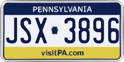 PA license plate JSX3896