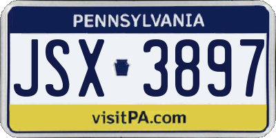 PA license plate JSX3897