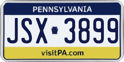PA license plate JSX3899