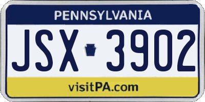 PA license plate JSX3902