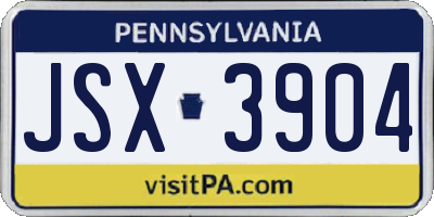 PA license plate JSX3904