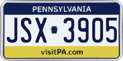 PA license plate JSX3905