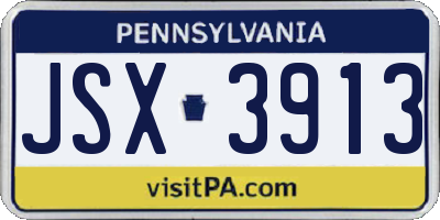 PA license plate JSX3913