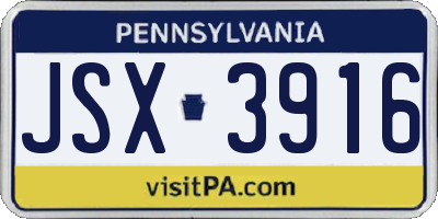 PA license plate JSX3916
