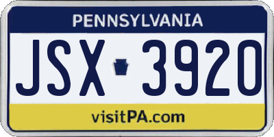 PA license plate JSX3920