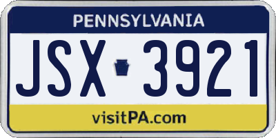 PA license plate JSX3921