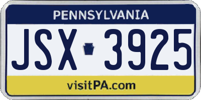 PA license plate JSX3925