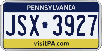PA license plate JSX3927