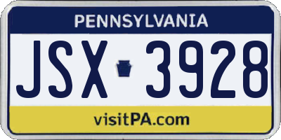 PA license plate JSX3928
