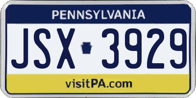 PA license plate JSX3929