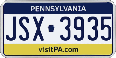 PA license plate JSX3935
