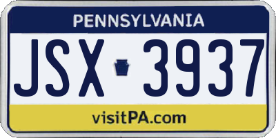 PA license plate JSX3937
