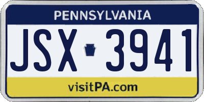 PA license plate JSX3941