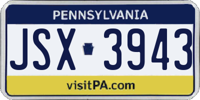 PA license plate JSX3943