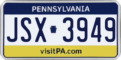 PA license plate JSX3949