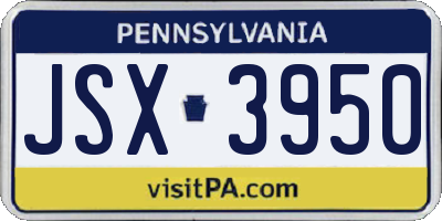 PA license plate JSX3950