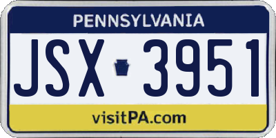 PA license plate JSX3951