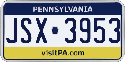 PA license plate JSX3953