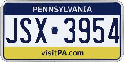 PA license plate JSX3954