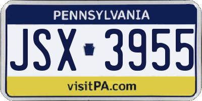 PA license plate JSX3955