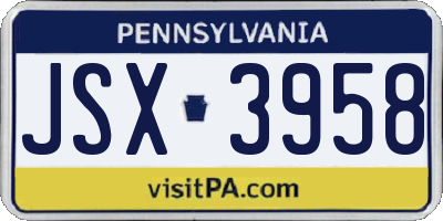 PA license plate JSX3958