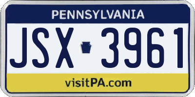PA license plate JSX3961