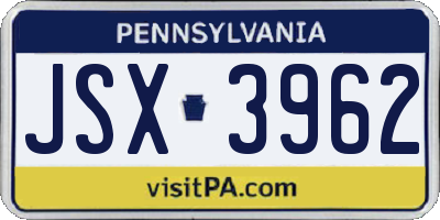 PA license plate JSX3962