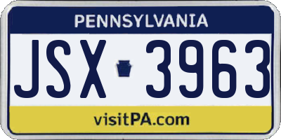 PA license plate JSX3963