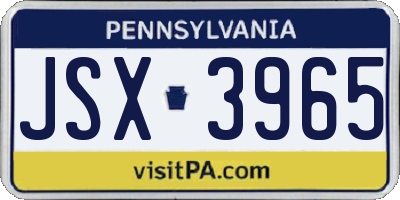 PA license plate JSX3965