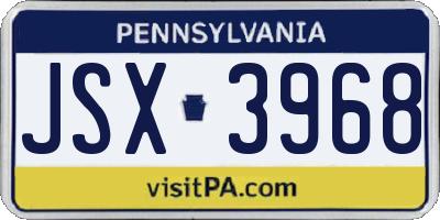 PA license plate JSX3968