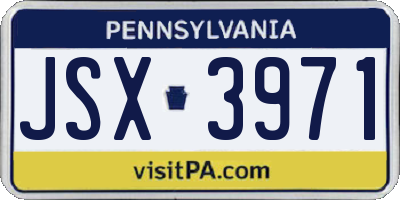 PA license plate JSX3971