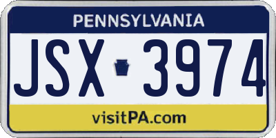 PA license plate JSX3974