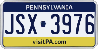 PA license plate JSX3976